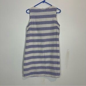 BeachLunchLounge Linen Striped Nautical Shift Dress Sleeveless white blue size M